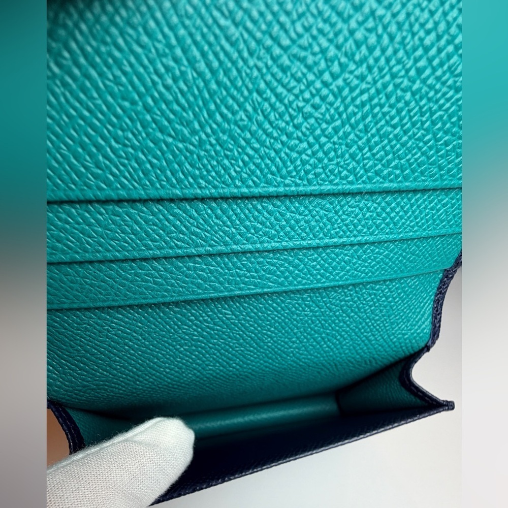 Bulgari BVLGARI Men's Denim Sapphire Grained Calf Leather Card Case Wallet NEW - Picture 11 of 13